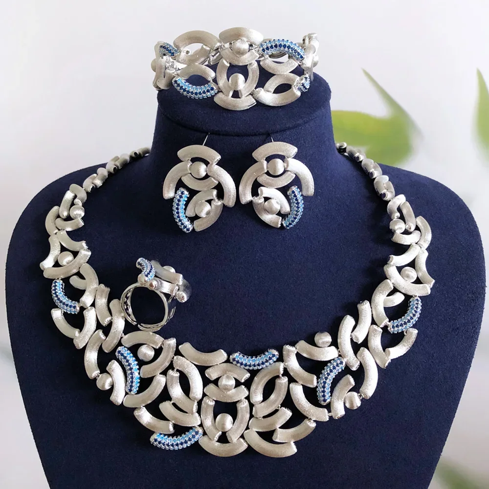 

Soramoore Luxury Original 4PCS Necklace Bangle Earrings Ring Jewelry Set For Women Bridal Wedding Party Jewelry High Quality
