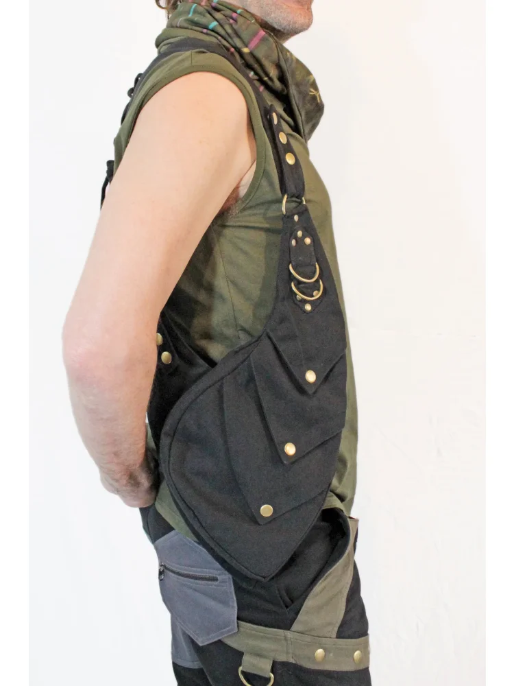 Retro Doppelschultergurt Taktische Tasche mit mehreren Fächern, diebstahlsicher, für Outdoor-Reisen, Wandern, Brusttaschen für Männer, täglicher Gebrauch, neu 2026 – Detail 2
