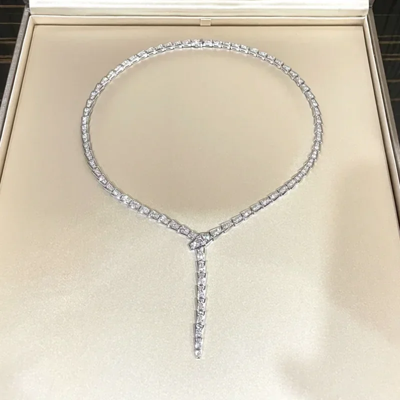 SFE 925 Sterling Silver High Quality Fashion Exquisite Snake Bone Necklace Women'S Quality Collarbone Collar Luxury Jewelry