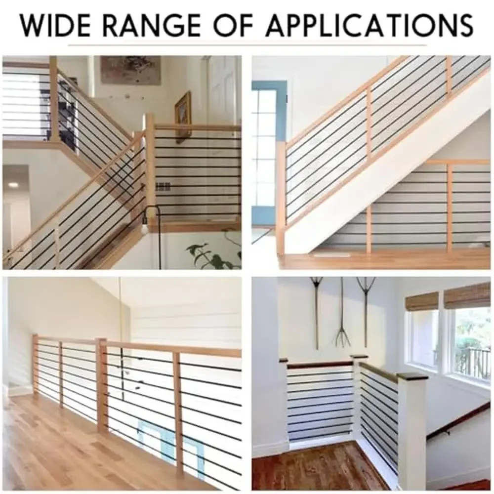 طقم درابزين شريط أفقي مكون من 7 عبوات من مغزل سطح السفينة السوداء وسياج الدرج الحديدي #1