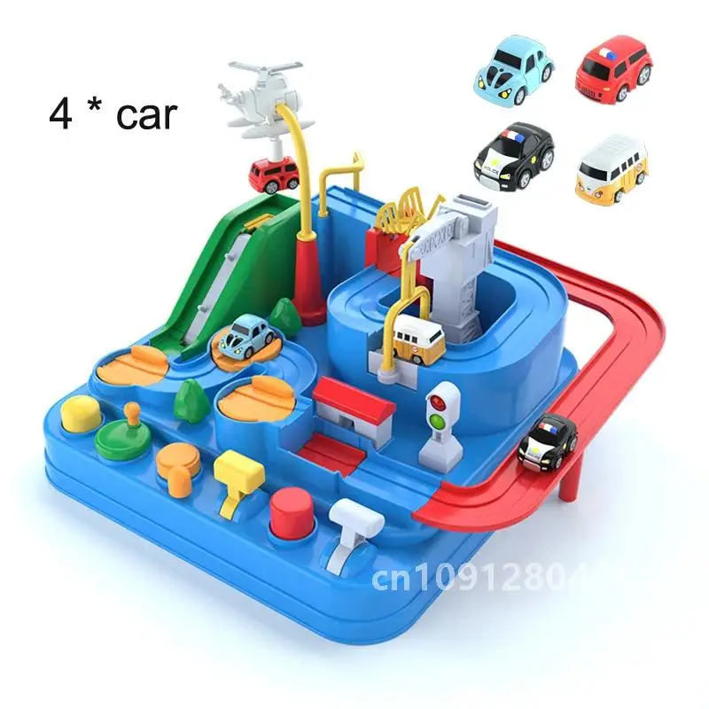 Modelo de coche ferroviario de carreras, juguetes educativos para niños, pista, juego de aventura, cerebro, tren interactivo mecánico, animales, cohete espacial