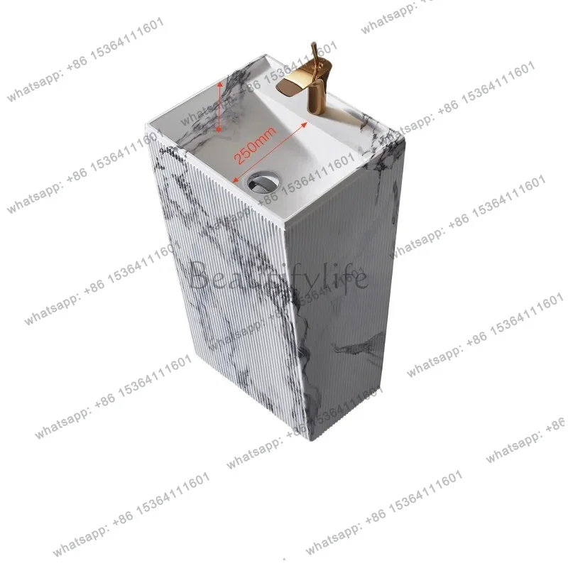 YJ  Italian Minimalist Luxury Stone Column Wash Basin Integrated Floor-to-ceiling Hotel Creative Wash Basin Art Wash Basin