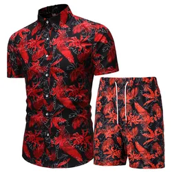 Sommer Set Männer Shorts Set Floral Print Hawaiian Shirt und Shorts Beach Wear Urlaub Kleidung Vocation Outfit Männlichen Zwei Stück set