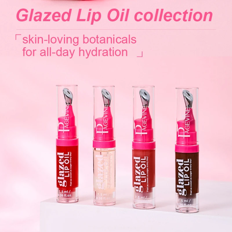 Óleo labial vitrificado com design inovador de bomba, sensação de gelo, brilho labial hidratante macio e duradouro, bálsamo labial profundamente hidratante