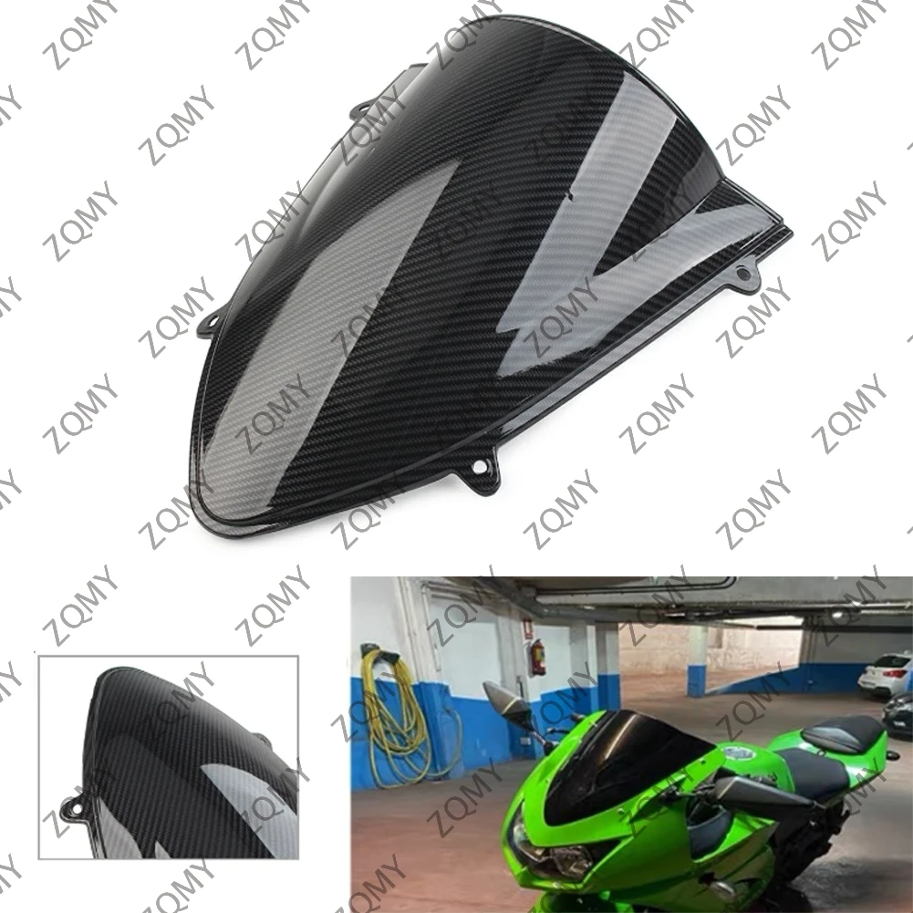 Carbon Fiber ABS Windshield Wind Screen Shield Double Bubble For Kawasaki Ninja 250 250R EX250 2008 2009 2010 2011 2012