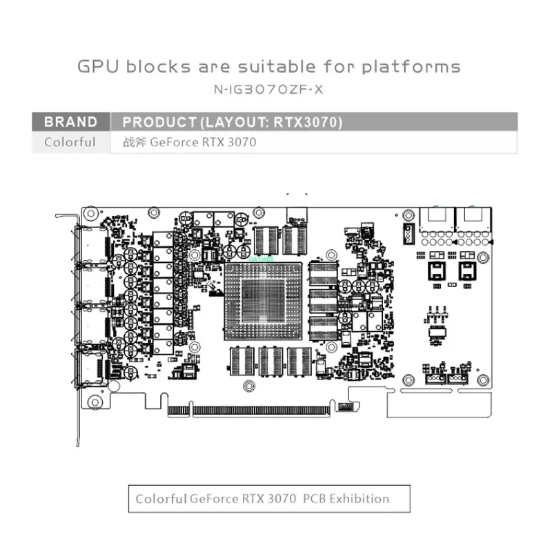 Блок Bykski для красочной видеокарты GeForce RTX 3070 Battleax 8 ГБ с графическим процессором/медный радиатор с полным покрытием/RGB