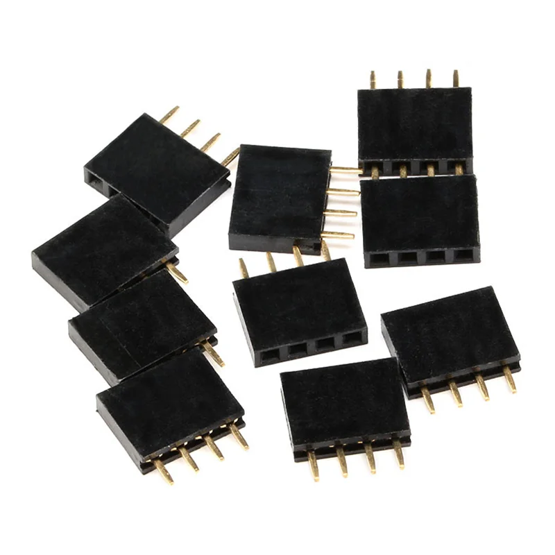 10pcs 2.54mm Pitch Black Single Row Female 2~40P PCB socket Board Pin Header Connector Strip Pinheader 2/3/4/6/10/12/16/20/40Pin