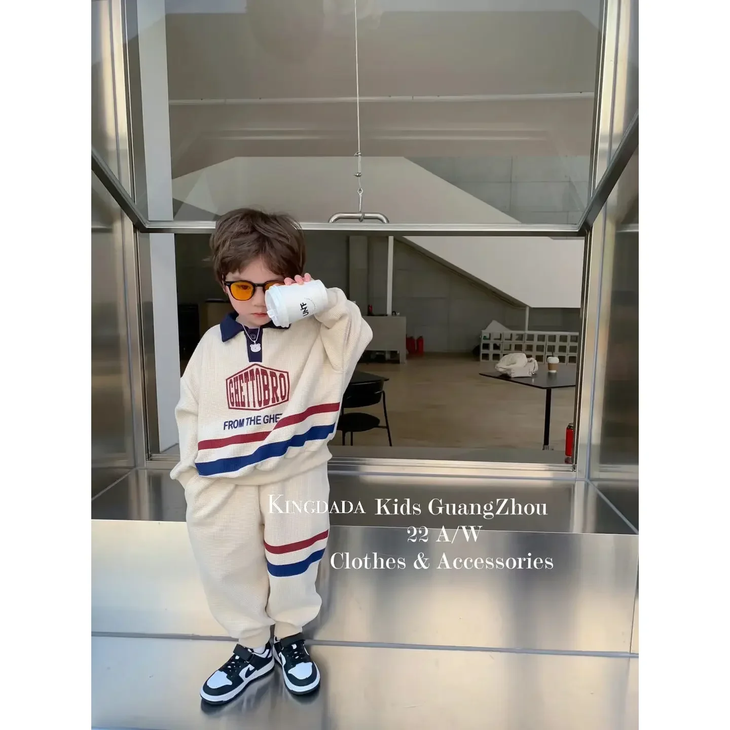 

Korean Kid Set Baby Boy Suit 2023 Spring Autumn Fashion Letter Print Baby Girls 2pcs Outfits Clothes Lapel Cotton Sweater + Pant