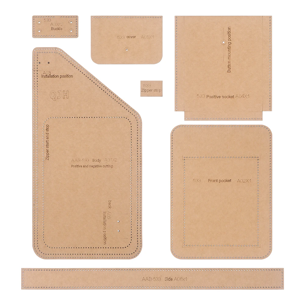 Brown Kraft Paper Crossbody & Chest Bag Pattern Stencil Templates for Handmade Craft Supplies view 3