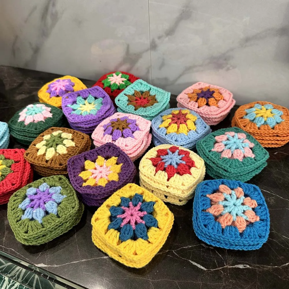 Two girls 50pcs/lot Handmade Original 7.5cm Trade Hand Crochet Coaster Handmade Cup Mat Photo Props Placemat Decorative Mat