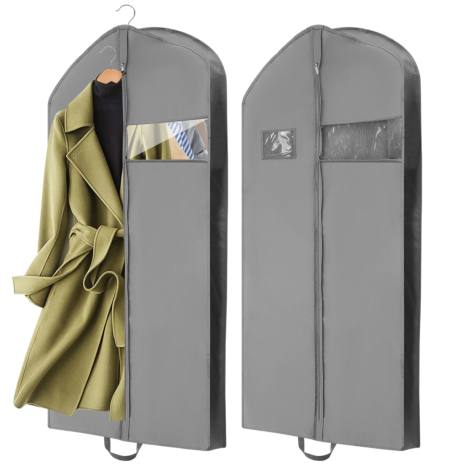 

2Pcs Garment Bags Large Size for Hanging Clothes Suit Cover Dress Storage Travel Dustproof Protective Garment Bags