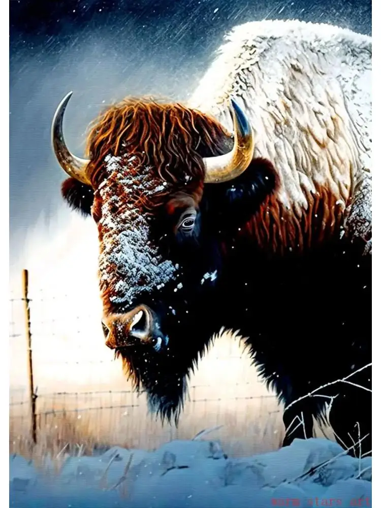 American Bison Wildlife Photo Canvas Print Wall Art Poster Winter Nature Landscape Animal Buffalo Picture Living Room Home Decor