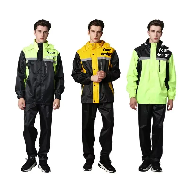 Reflective Ride Raincoat Coat Suit Men Bicycles Motorcycles Outdoor Hiking Camping Windproof Waterproof Coat Customized Logo