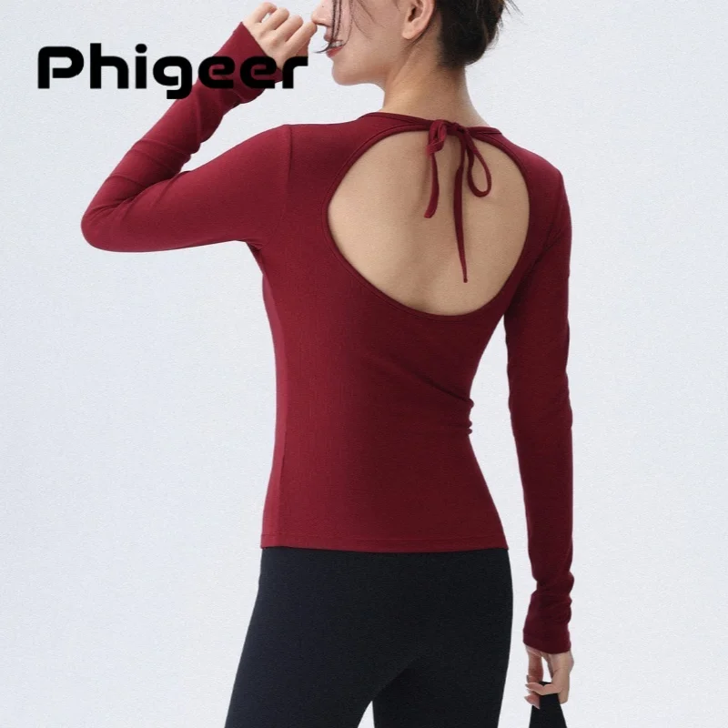 

PHIGEER Halter Neck Yoga Tops with Built in Bra, Sexy Slim Fit Padded Sports Shirt Casual Crop Top For Gym Pilates Dance Clothes