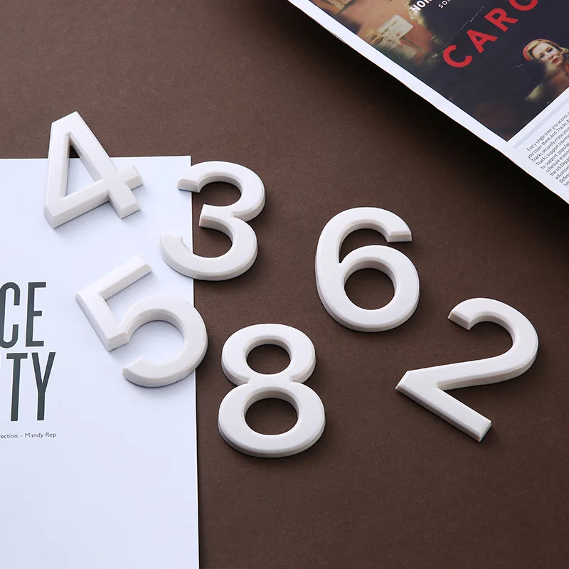 7cm house number digital sign hotel room number plating 3D resin house white black number digital signage door paste plate