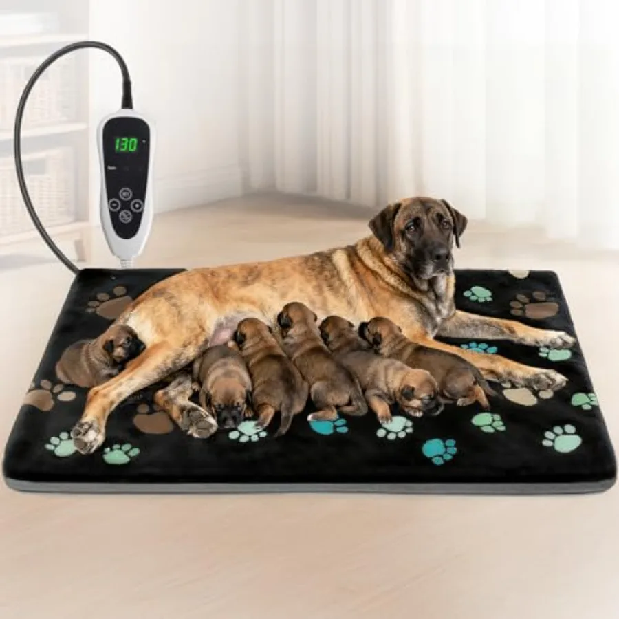 

Огромная грелка для собак 47x30 дюймов с умным термостатом и защитной трубкой для шнура питания, сертифицированная по стандартам MET и UL.
