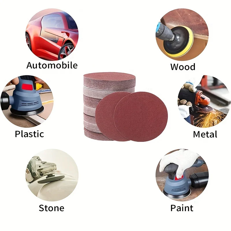 20/50/100pcs discos de lixa de gancho e laço de 5 polegadas em grãos 60-1000 - perfeitos para lixadeiras orbital aleatórias!