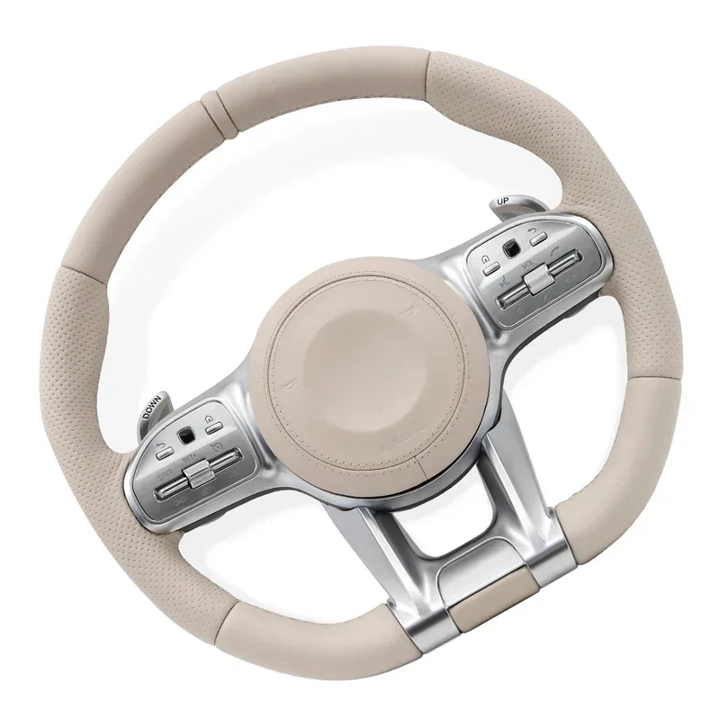 

Beige Leather Steering Wheel for Mercedes Benz AMG W204 W205 W212 W213 W221 W222 W464 G350 C63 G63 G500 Glc Gle Gls Gla Cla Glk