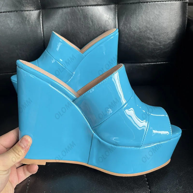 

Olomm/Новое поступление, женские босоножки на платформе, босоножки на танкетке, на высоком каблуке с открытым носком, великолепная вечерняя обувь цвета фуксии, женские размеры США, большие размеры 5-20