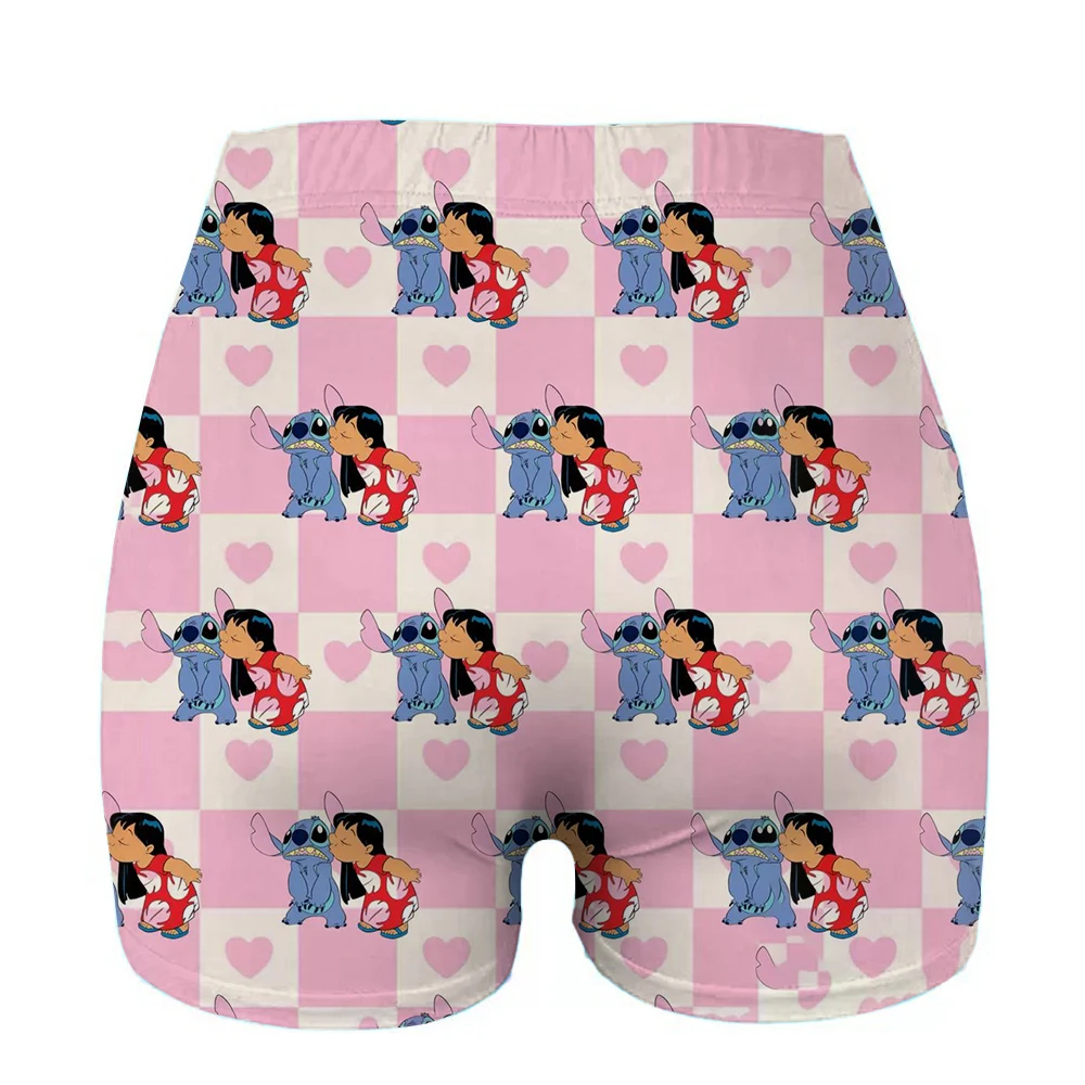 Pantaloncini da yoga da allenamento Kawaii con motivo Lilo e punto personalizzati da donna Pantaloncini da pallavolo da corsa atletica da palestra