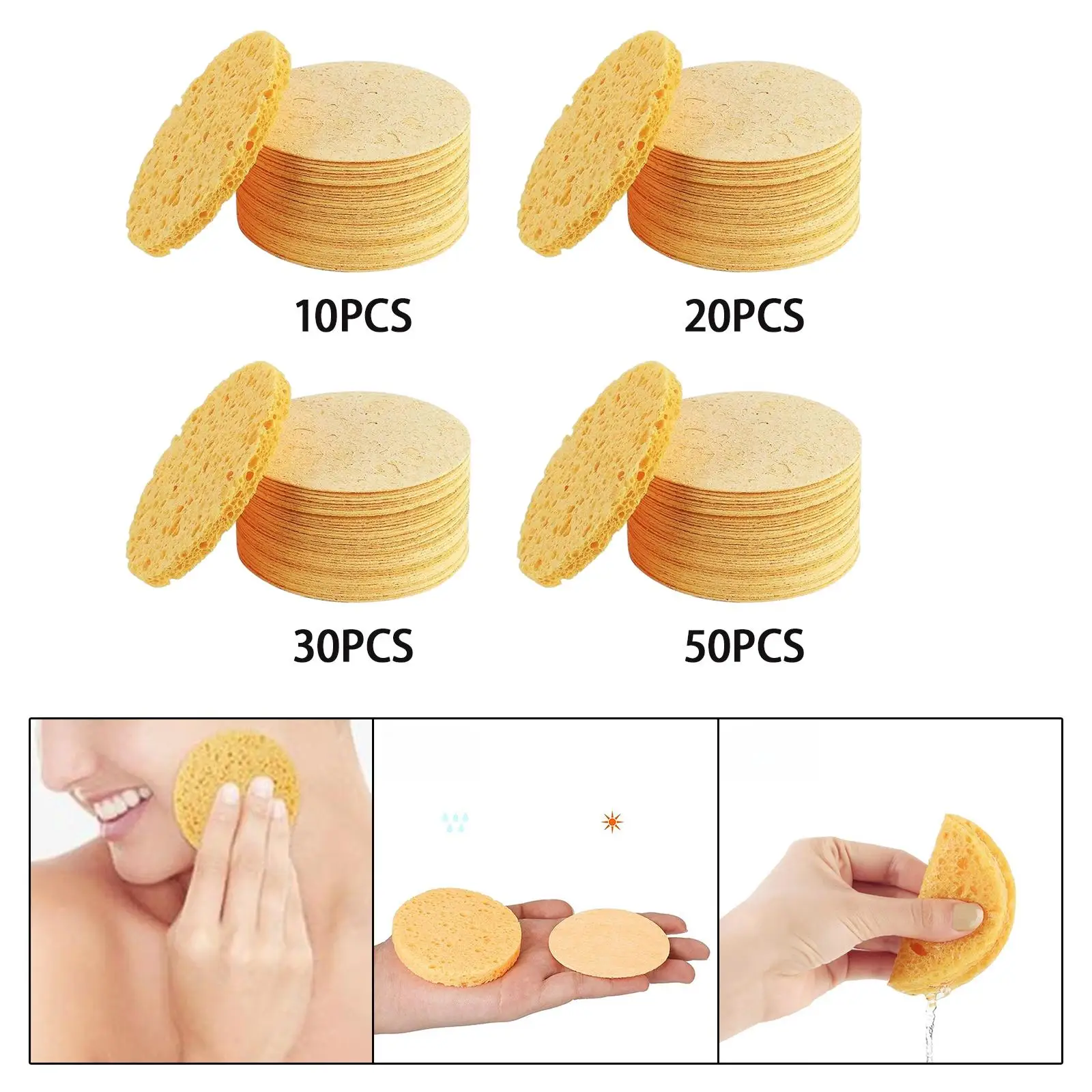 Compressed Natural Facial Sponges for Face Cleansing, Reusable Cosmetic Sponge, Used for Exfoliating and Makeup Removal