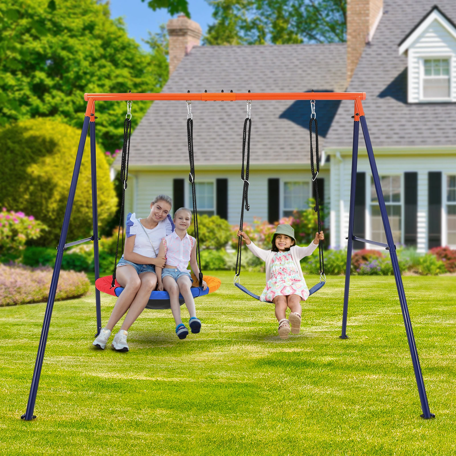 Columpio de doble asiento para niños, equipo de patio de juegos, columpio, juguetes para juegos al aire libre