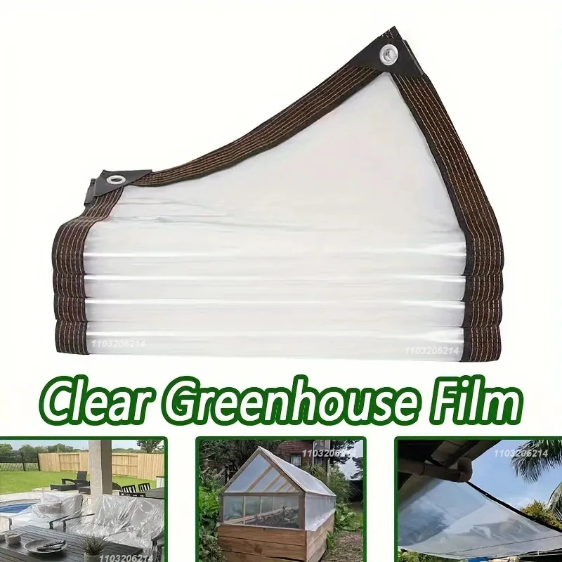 0,18 mm dicke, transparente, wasserdichte Gartenplane, regendichte, klare Poly-Abdeckplane, Pflanzenabdeckung, Isolierplane mit Ösen