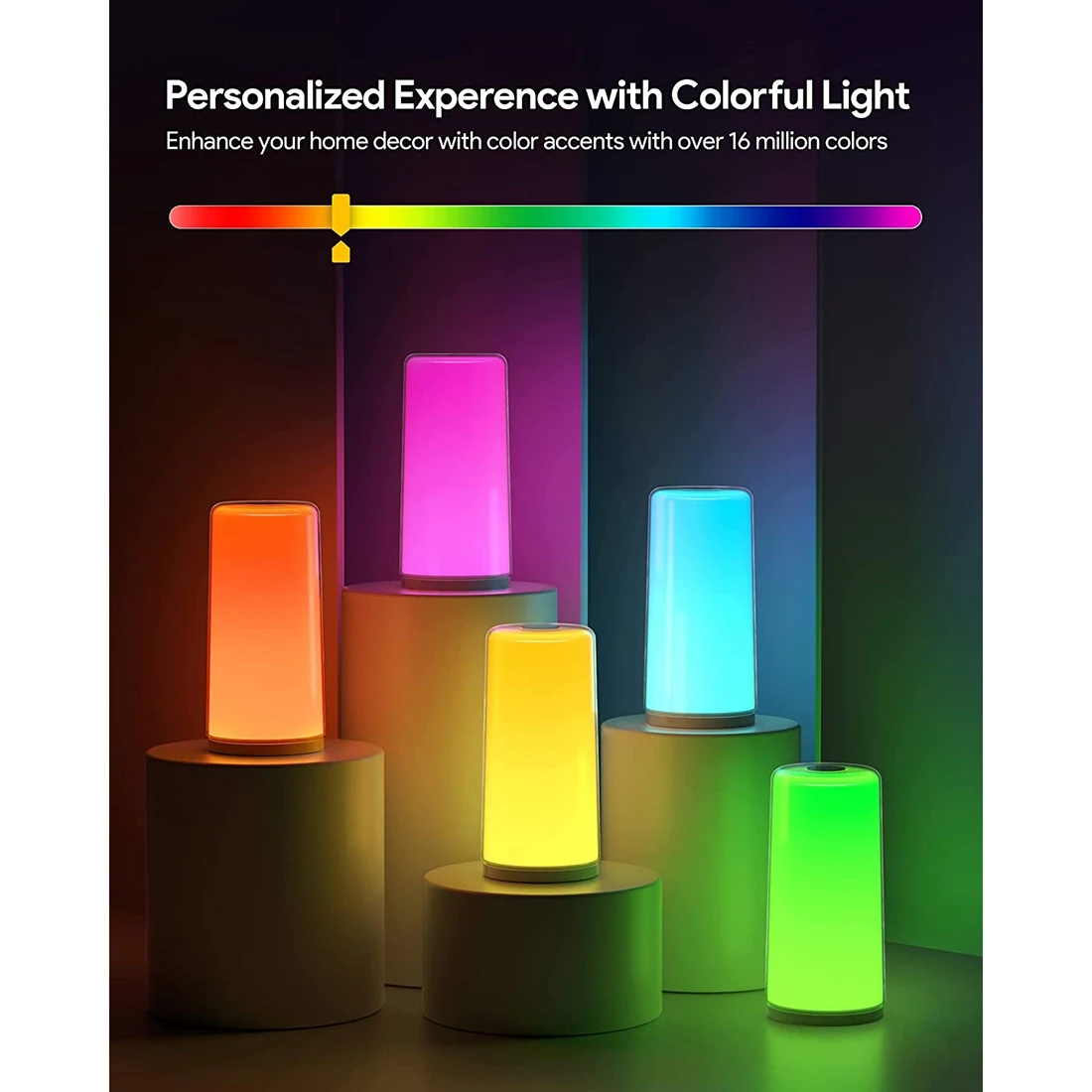 ดี-โคมไฟตั้งโต๊ะ,โคมไฟข้างเตียงสําหรับห้องนั่งเล่นห้องนอน,การควบคุมแบบสัมผัสข้างหลอดไฟ LED หรี่แสงได้,สี RGB เปลี่ยน EU Plug