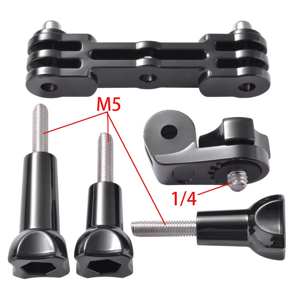 حامل مزدوج طويل مستقيم + محول مشترك DV صغير + 3 قطع براغي لكاميرا GoPro Hero 3/3+/4/5 Action OS834