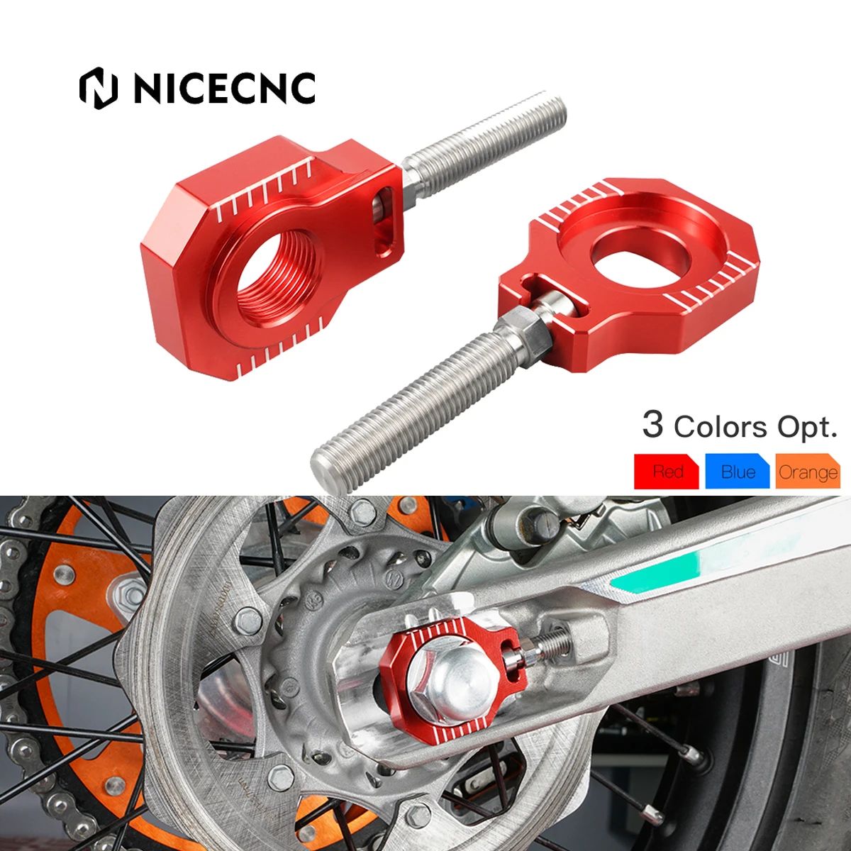 

NiceCNC For GasGas EC 300 EC250 EC125 ECF 250 350 450 2021-2023 Motocross 20mm Rear Axle Blocks Chain Adjuster For KTM EXC 300