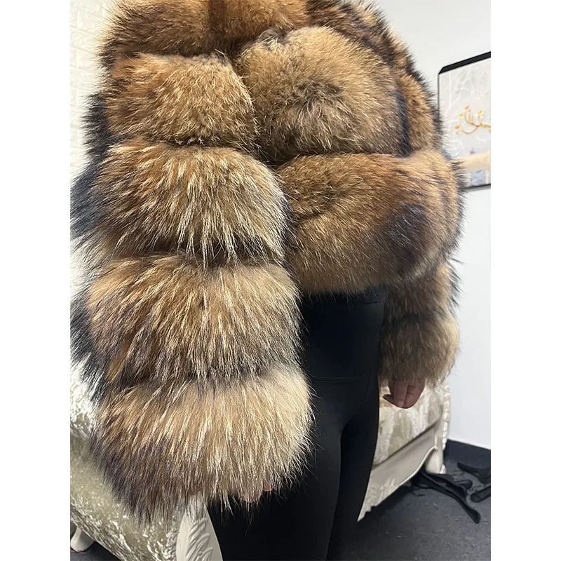 Plus Size Tops Brownfur 2025 Dames Uitloper Natuurlijke Lacun Echte Bontjas Winterjas Dameskleding