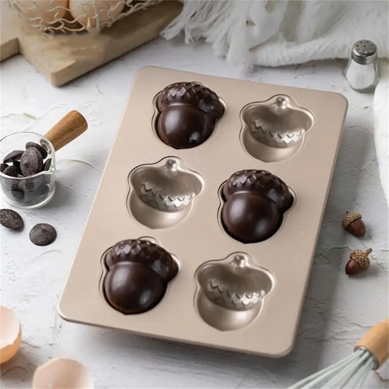 

2 шт. формы для выпечки в духовке с грибами/желудями, 6 полостей, формы для выпечки тортов из углеродистой стали, антипригарные