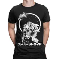 Novedad, camisetas de juego de los años 90 de Samus Aran para hombres y mujeres, camisetas 100% de algodón con cuello redondo, camiseta Metroids, ropa de talla grande