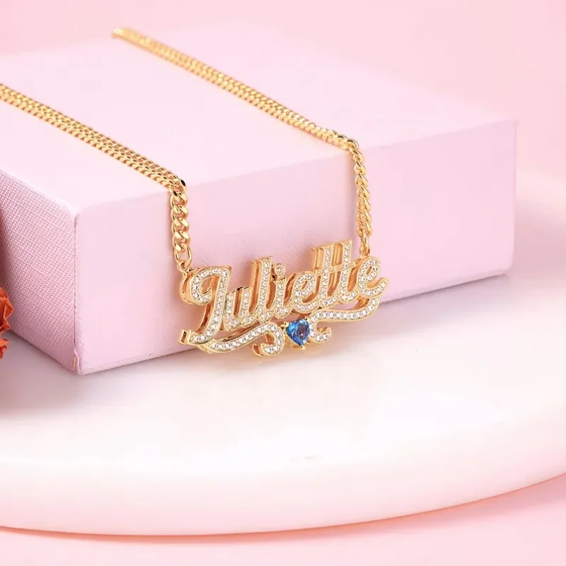 

Ожерелье с именем из бриллианта по индивидуальному заказу, ожерелье с двойным именем на заказ, ожерелье с золотым именем, ювелирные изделия с именем для детей и женщин, подарок для нее