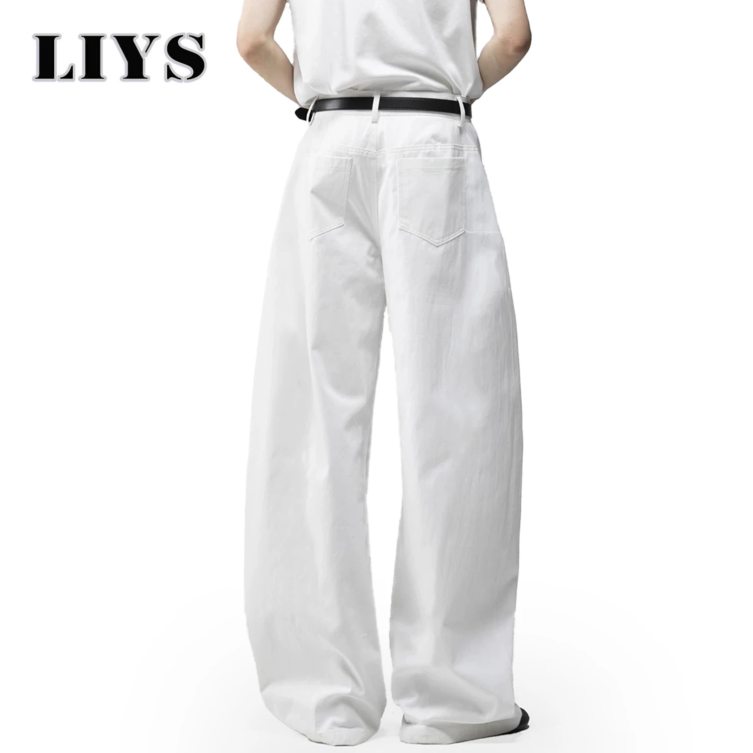 Jeans larghi bianchi da uomo a gamba larga Pantaloni casual in denim quotidiani Pantaloni a palloncino da donna da lavoro solidi Abiti da uomo di High Street