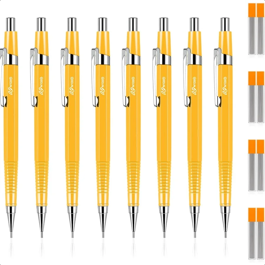 

8 Pcs Back to School Gifts Mechanical Pencil Metal Retractable Automatic Drafting Pencils Refills for Writing Drawing Signatur