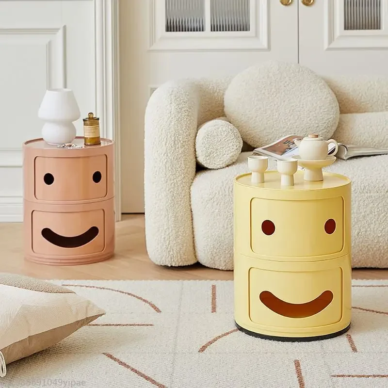 

Modern Smiley Face Locker Cylindrical Nordic Creative Sofa Side Cabinet Furniture Bedroom Room Bedside Table