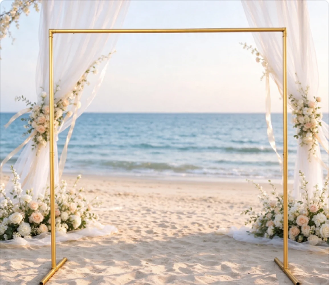 Wedding Party Event Wedding Props Arch Iron Stand Square Arch Shelf Stage Backdrop Frame Decorative Artificial Flowers Stand
