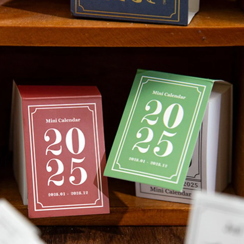 2025 portátil mini calendário livro calendários rasgáveis calendários vintage simples mesa calendário planejador material de escritório presentes