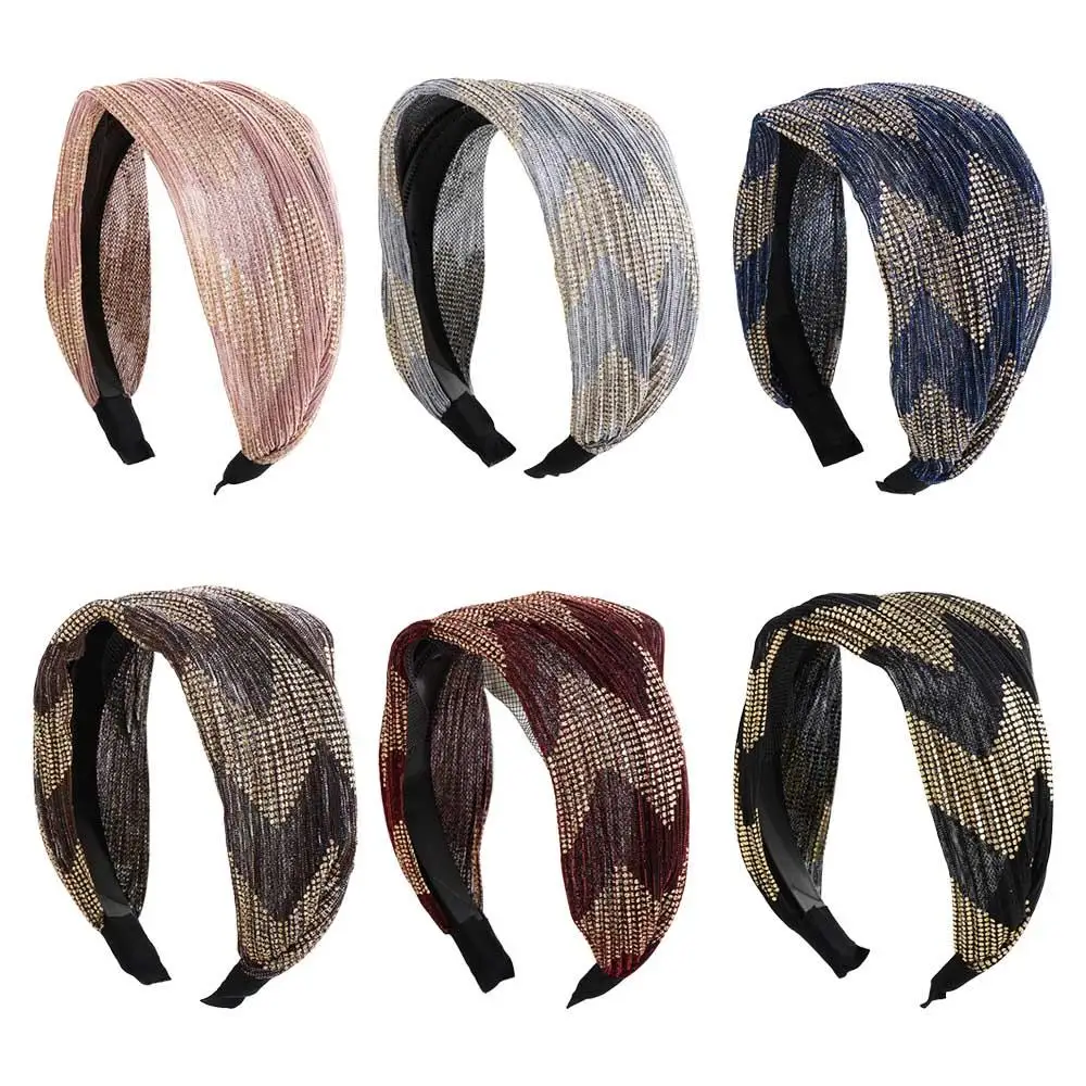 Women Wide Hairband Hairpin Vintage Ethnic Lace Printing Elastic Hair Hoop Bands Korean Headwear Hair Accessories Hair Fixer