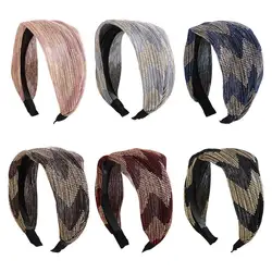 Women Wide Hairband Hairpin Vintage Ethnic Lace Printing Elastic Hair Hoop Bands Korean Headwear Hair Accessories Hair Fixer