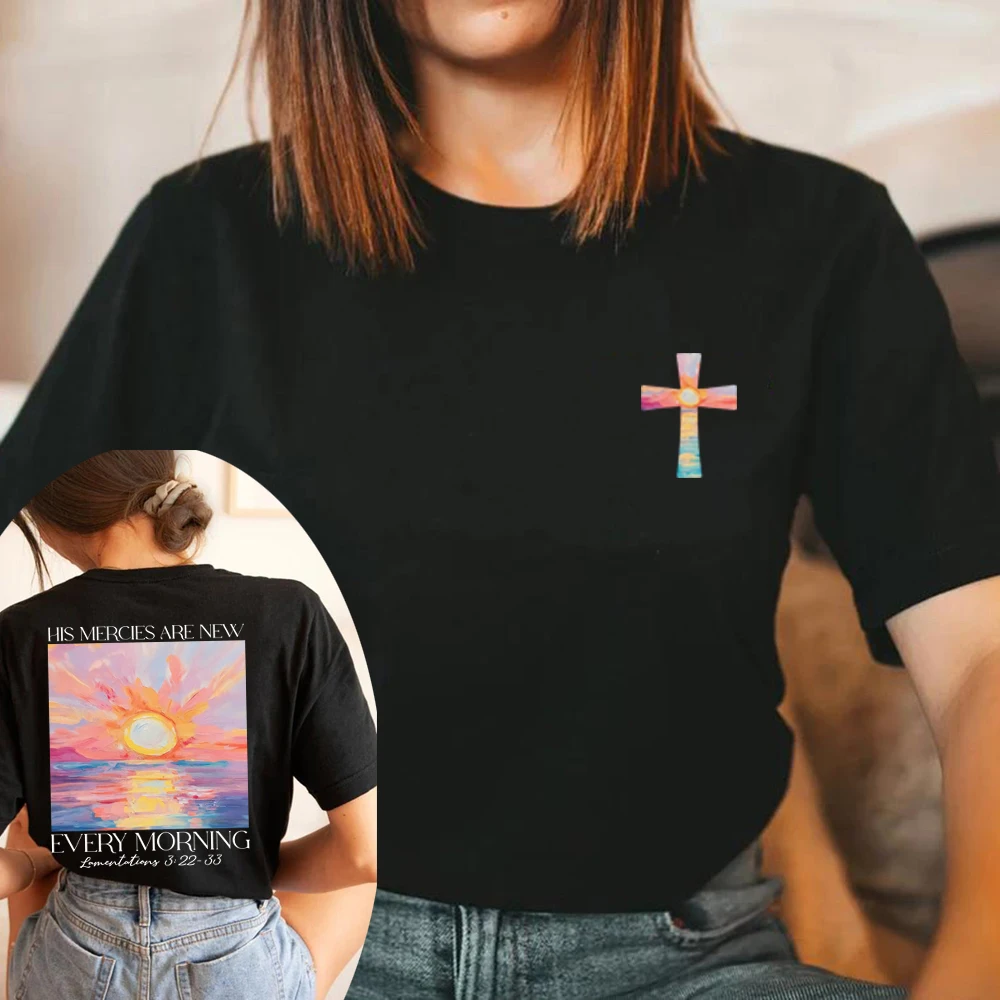 Religious T-Shirt Christian Shirt Inspirational Tee Women Short Sleeve Crewneck Casual T-shirts Bible Verse Tops Christian Gift