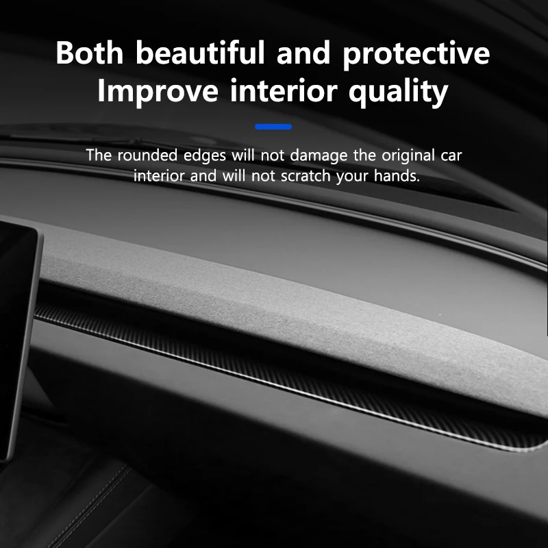 VASTZ Dashboard Cover Bright ABS Carbon Fiber Pattern Matte Black For Tesla Model 3 Highland Automotive Interior Accessories