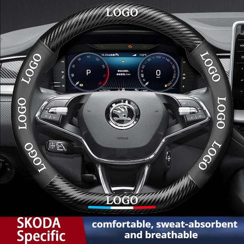 

Car Steering Wheel Cover For Skoda Octavia Citigo Kamiq Karoq Kodiaq Scale Yeti Fabia Rapid Superb Roomster Auto Accessories