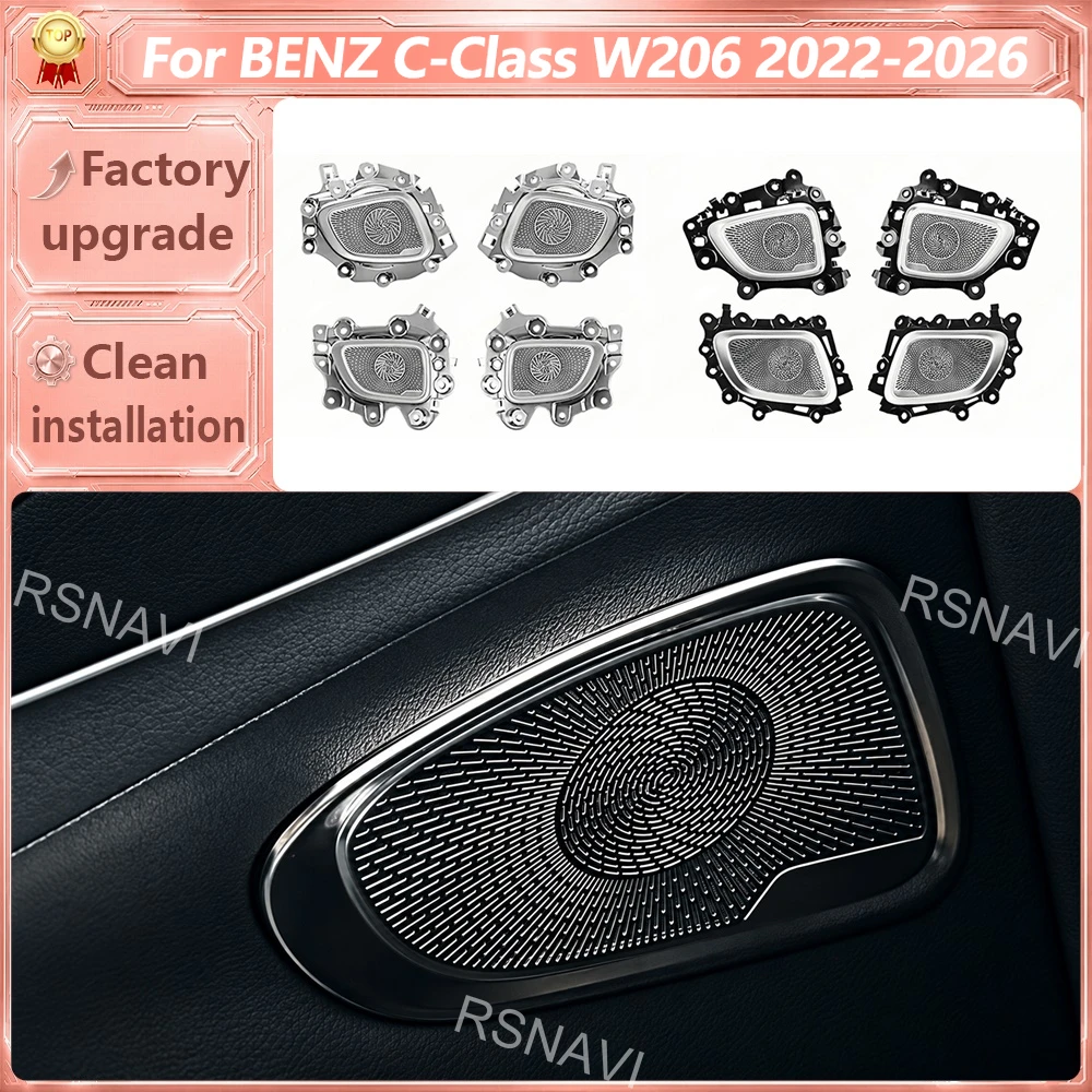 For Mercedes-Benz C-Class W206 2022-2025 4-Door Midrange Speaker Grilles with Ambient Lighting Short Wheelbase Car Interior Trim