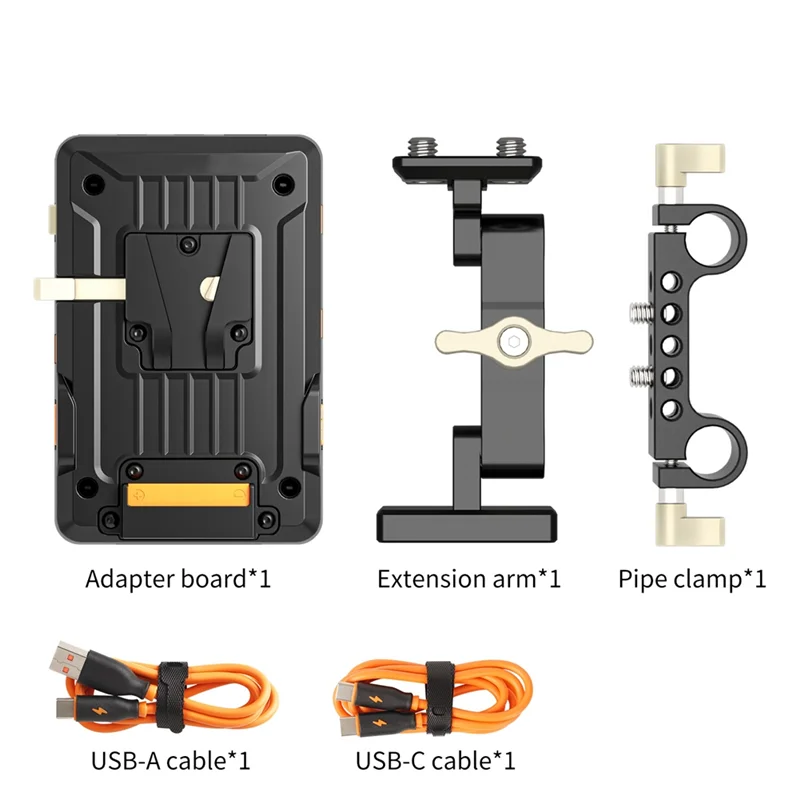 A73E-VP1 V-Mount Plate With PD 14.8V, 15MM Rod Clamp, Standard V Battery V-Lock Plate Adapter For Professional Videography