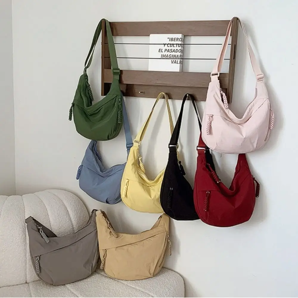 حقائب كروس قماشية متعددة الاستخدامات ذات سعة كبيرة حقيبة كتف كورية مبسطة بلون سادة وخفيفة الوزن حقيبة زلابية للنساء #1