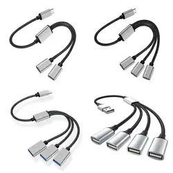 USB Type C Hub Extensions 4 Port USB Cable Splitter OTG High Speed Transfer Adapter Portable Converter For PC Laptop Macbook Pro