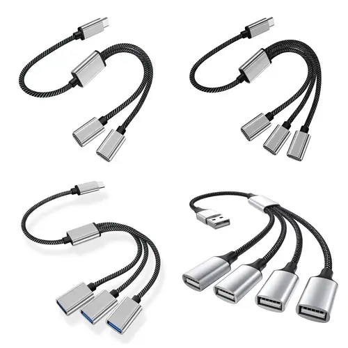 Imagen 1 del producto Extensiones de concentrador USB tipo C, divisor de Cable USB de 4 puertos, adaptador de transferencia de alta velocidad OTG, convertidor portátil para PC, portátil, Macbook Pro