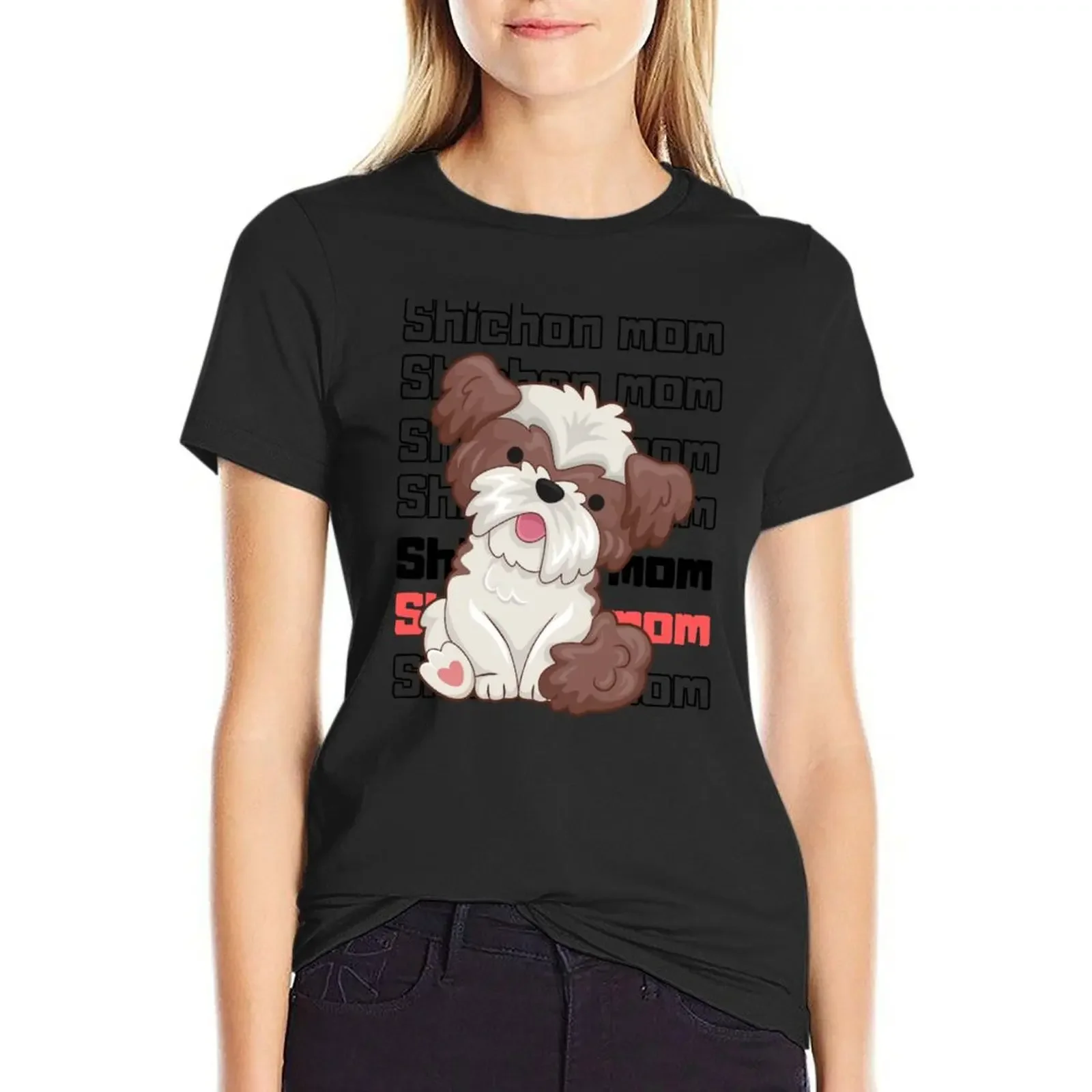 

Shichon mom puppies lover T-Shirt blacks vintage shirts graphic tees t-shirt dress for Women sexy